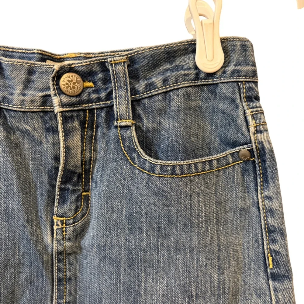 OshKosh VTG Girls Blue Denim Butterfly Embroidered Mini Skirt Size 8 Medium Wash